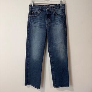 AG Womens Kinsley High-Rise Pop Crop Jeans 28 Blue Contour 360 Denim Button Fly
